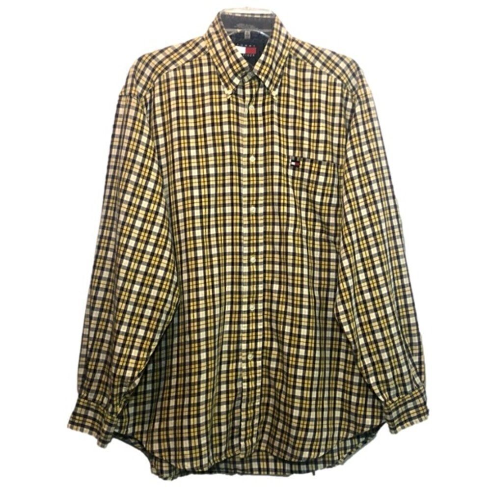 Tommy Hilfiger Plaid Button Down Shirt in Yellow/Blue Men’s Medium